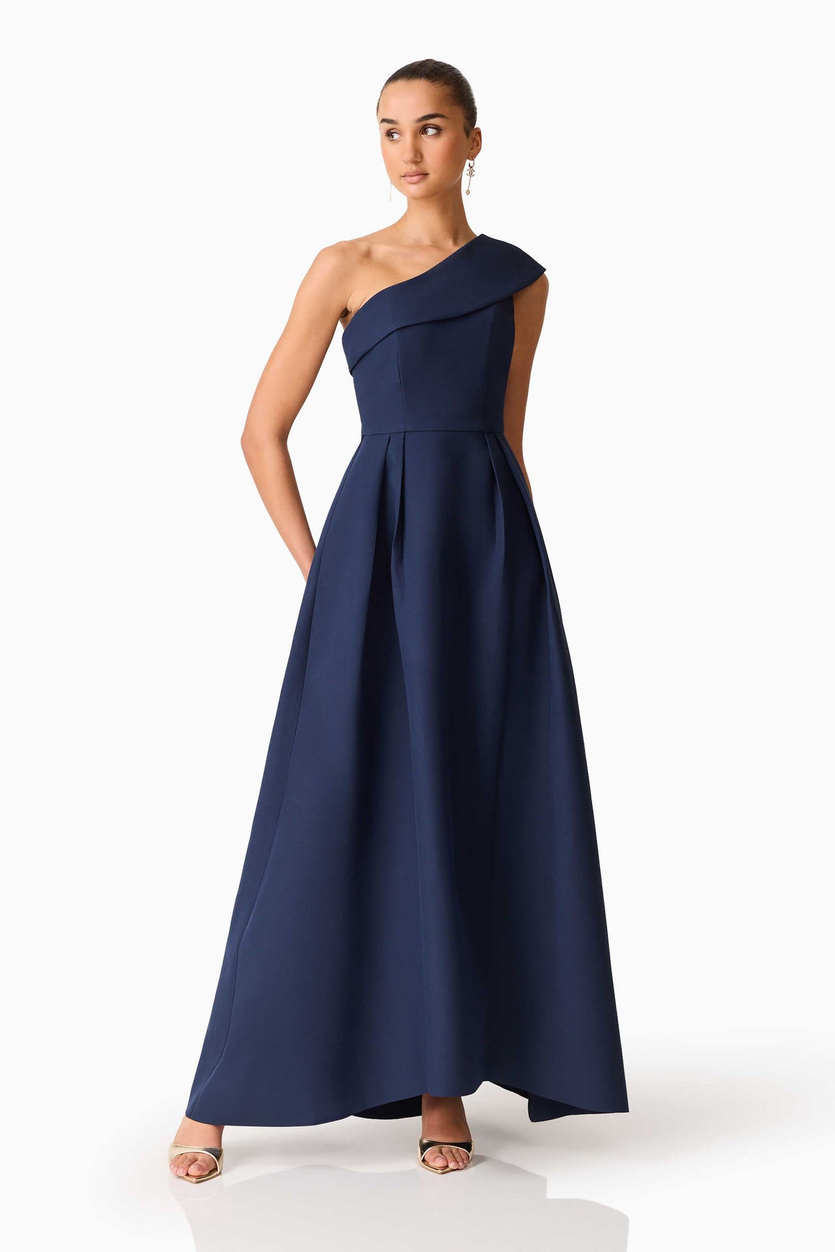 Elliatt Saphine One Shoulder Gown - Navy