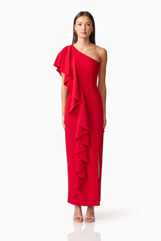 Elliatt Lila Asym Gown - Crimson
