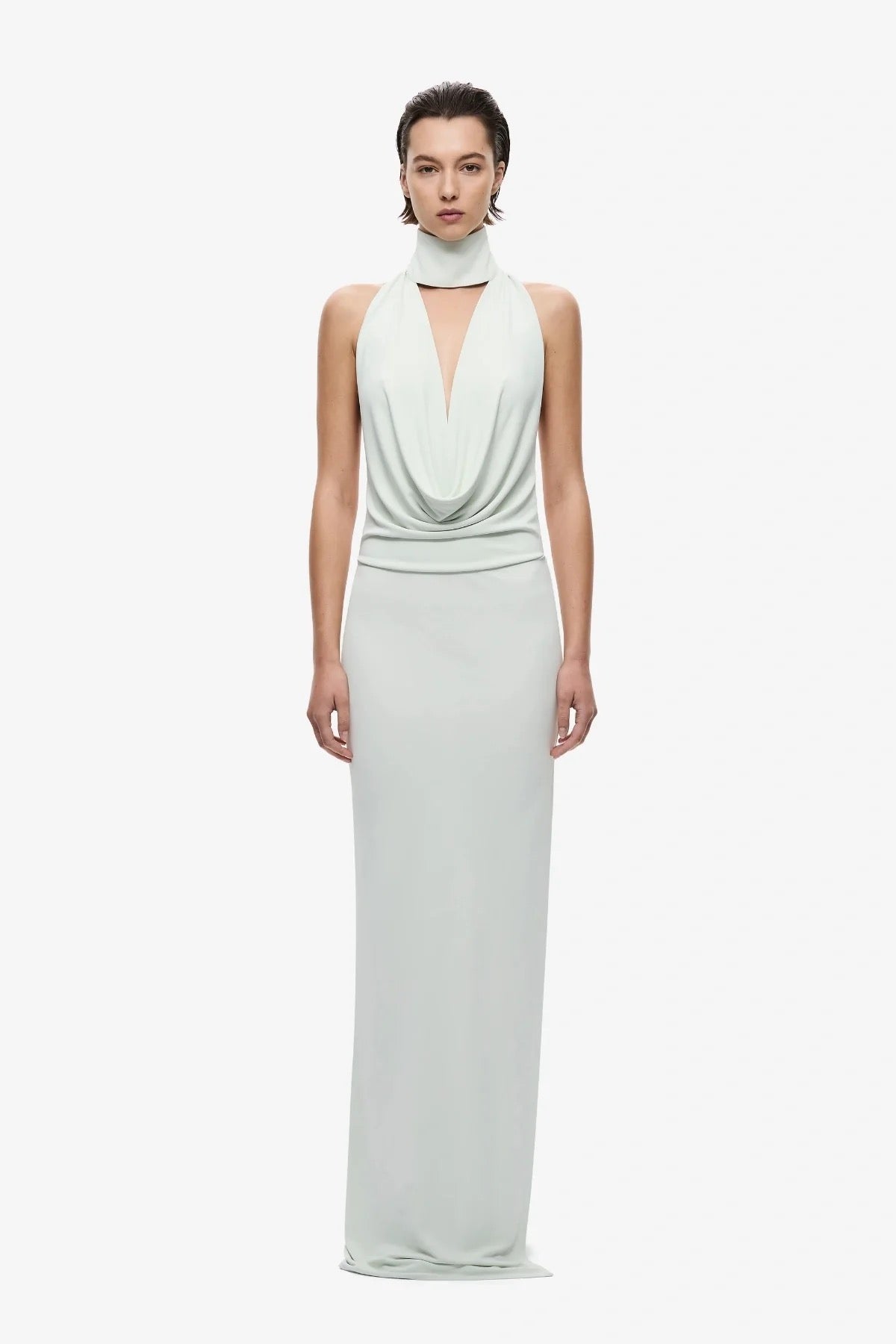 Misha The Cowl Neck Jersey Dress - Pistachio