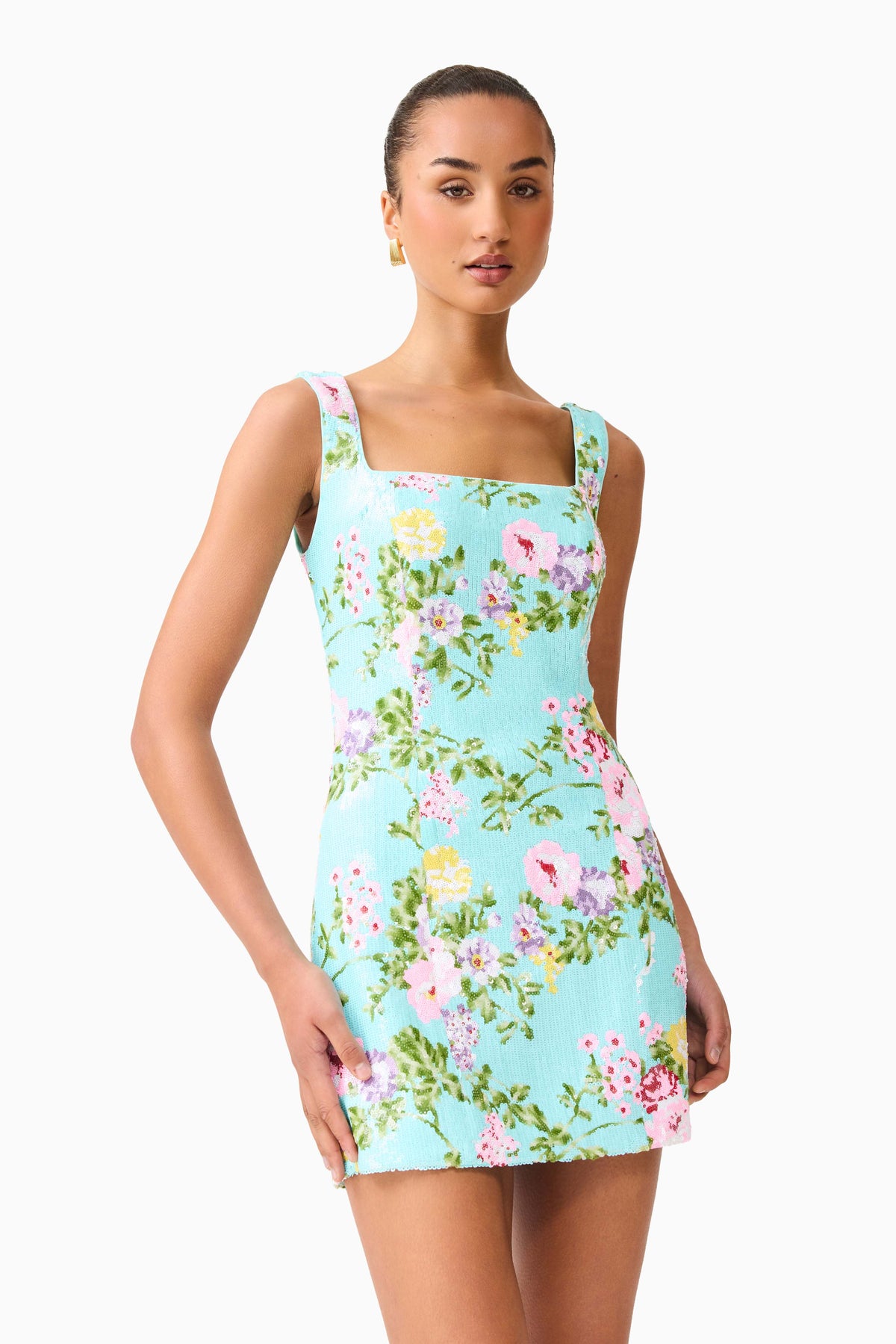 Elliatt Emmeline Square Neck Mini Dress - Mint Green