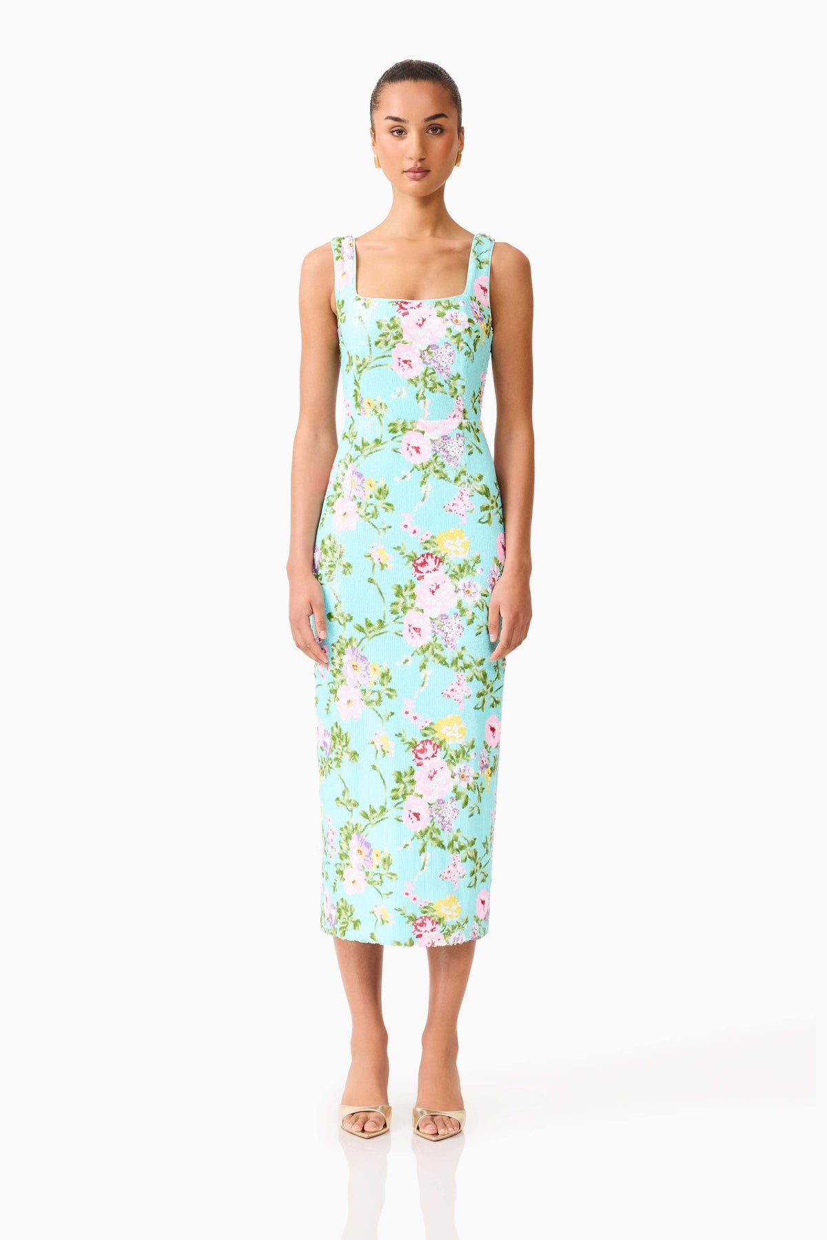 Elliatt Emmeline Square Neck Midi Dress - Mint Green