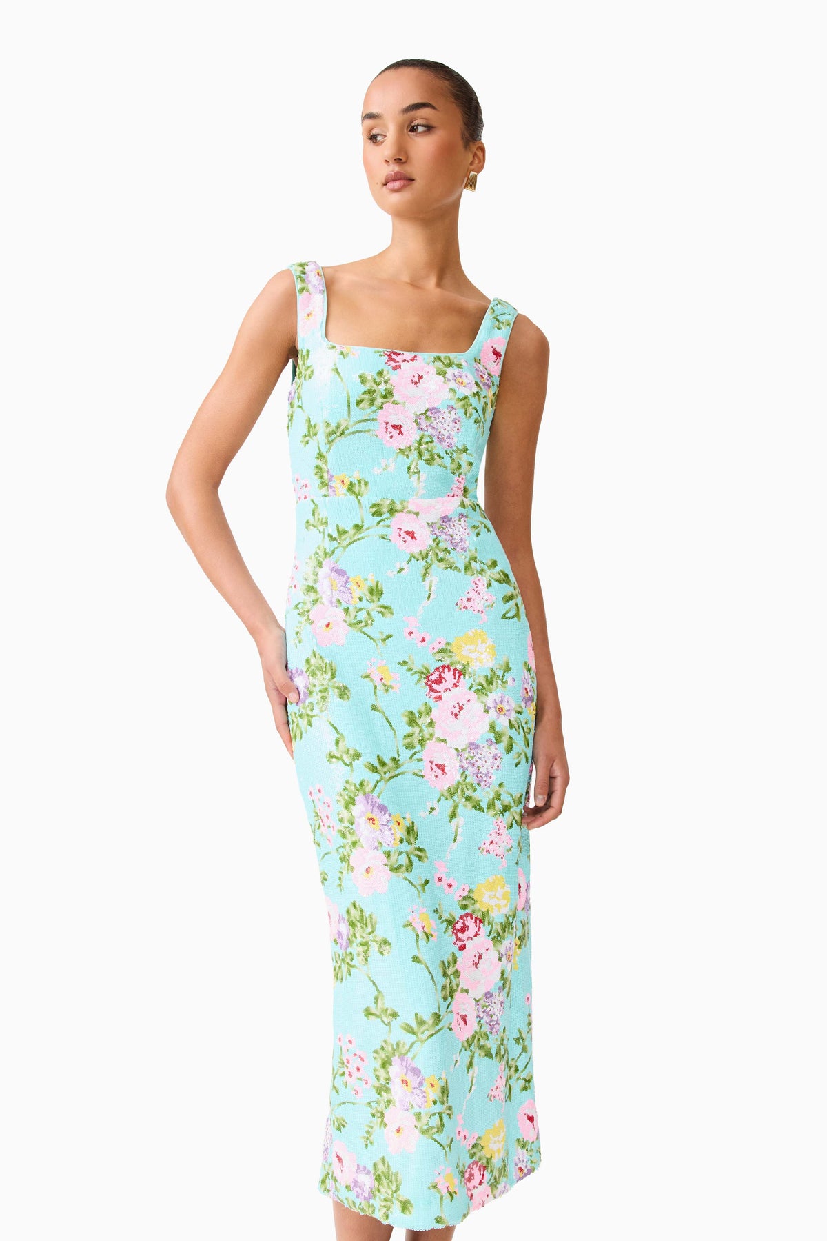 Elliatt Emmeline Square Neck Midi Dress - Mint Green