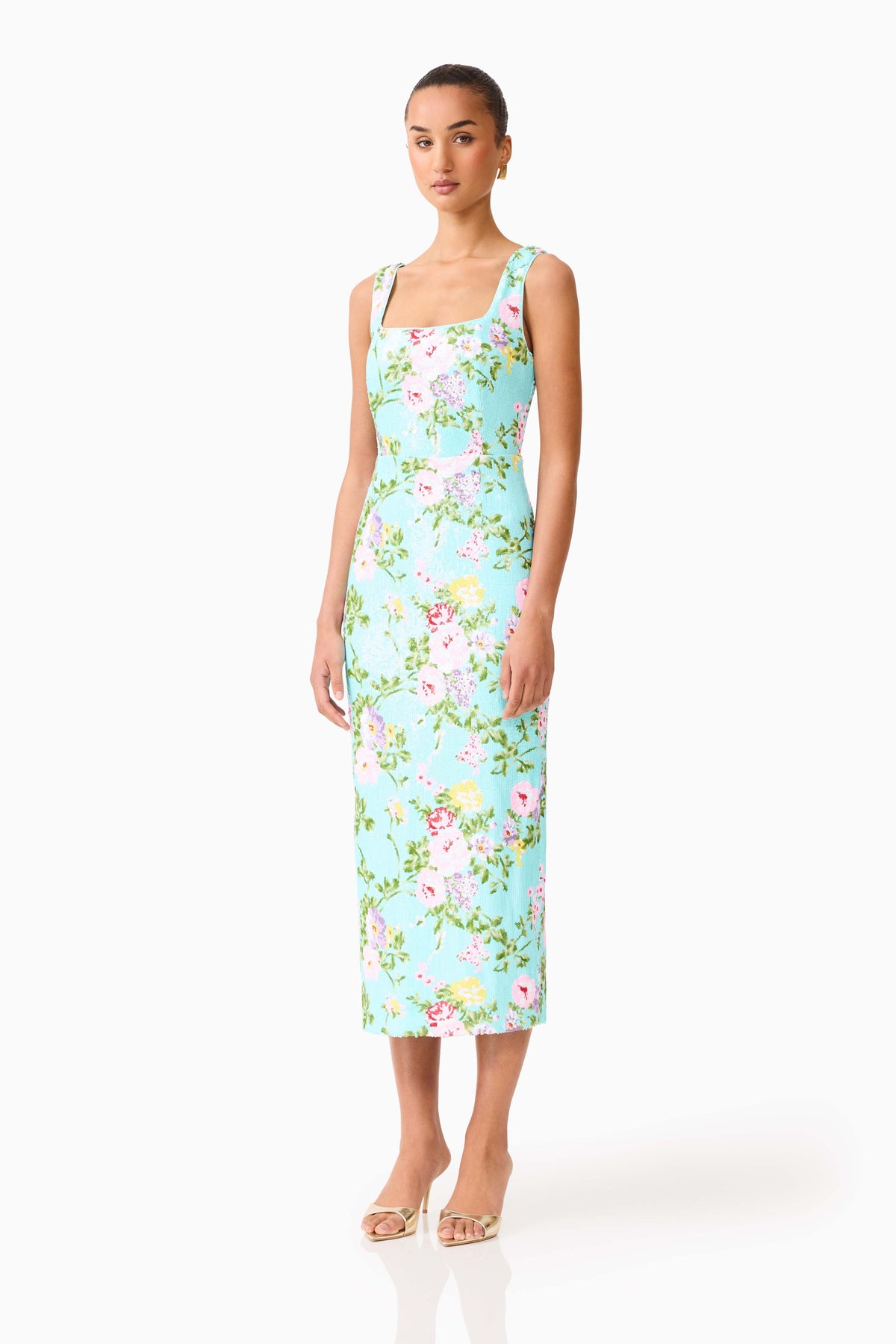 Elliatt Emmeline Square Neck Midi Dress - Mint Green