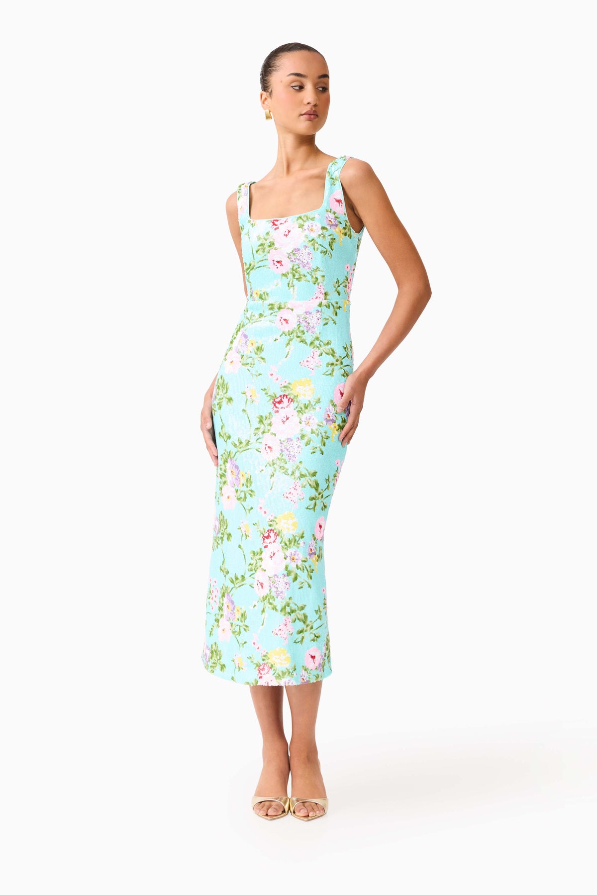 Elliatt Emmeline Square Neck Midi Dress - Mint Green