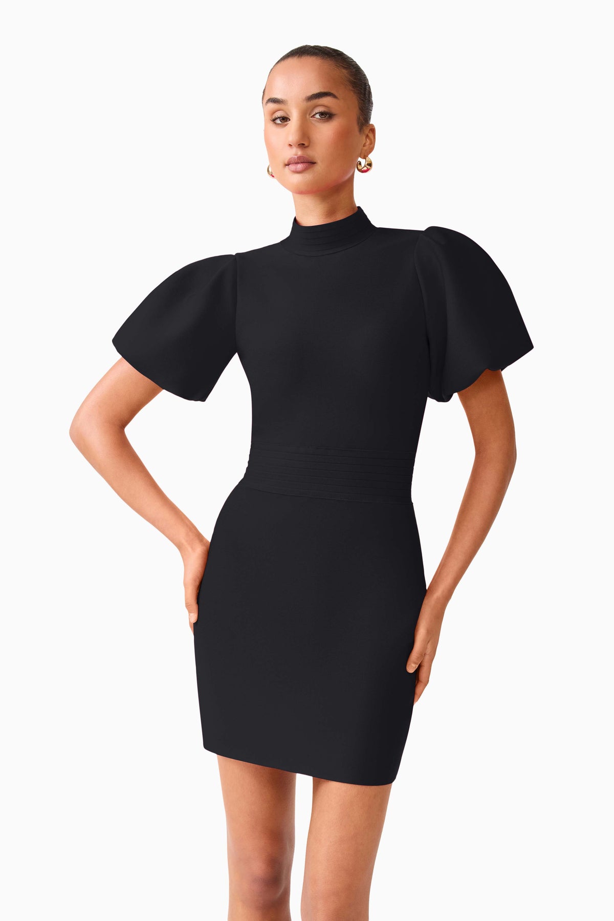 Elliatt Naomi Puff Sleeve Mini Dress - Black