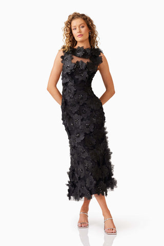Elliatt Cherry Blossom Midi Dress - Black