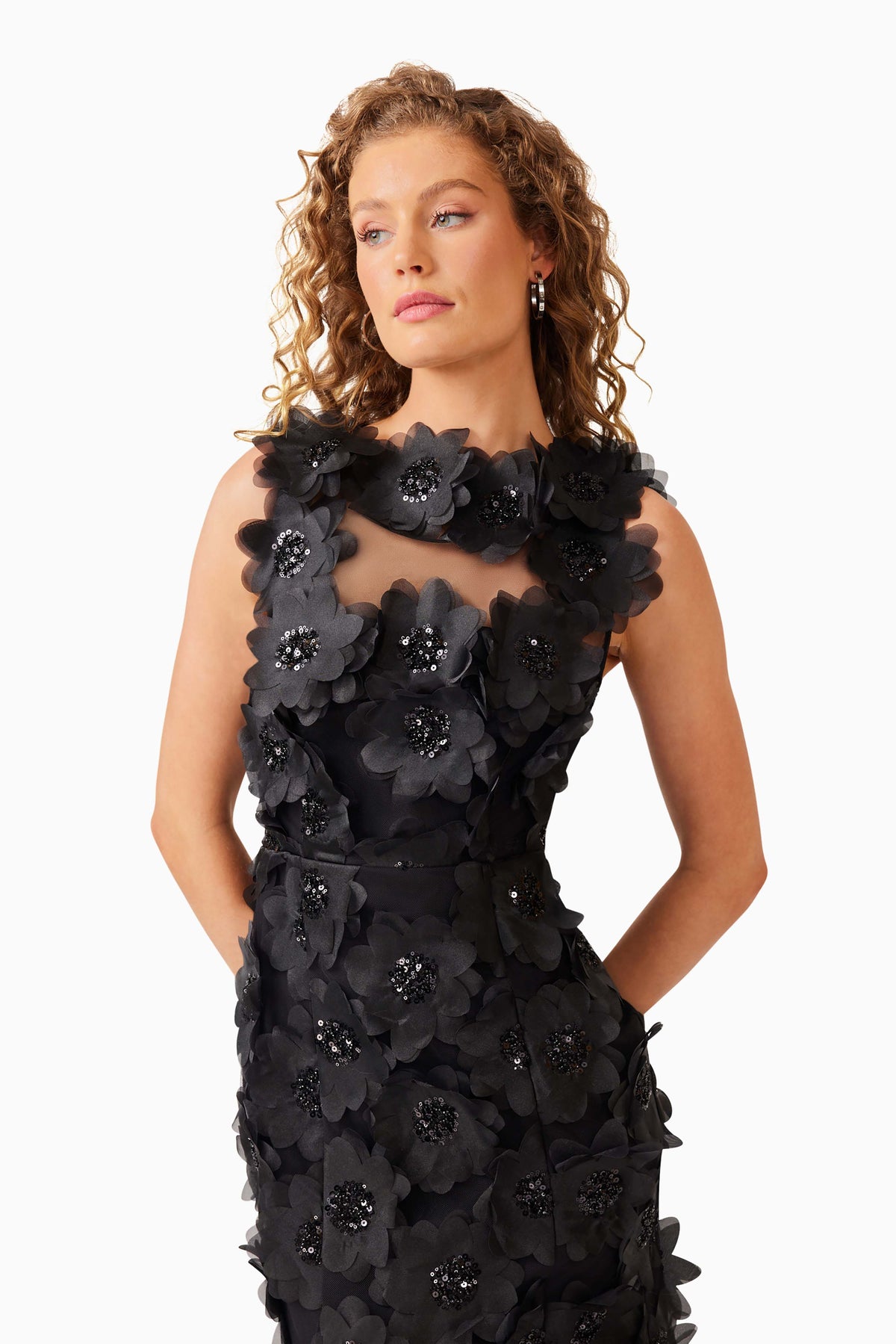 Elliatt Cherry Blossom Midi Dress - Black