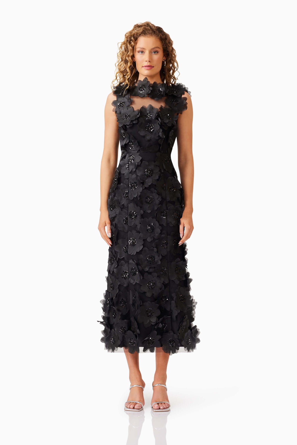 Elliatt Cherry Blossom Midi Dress - Black