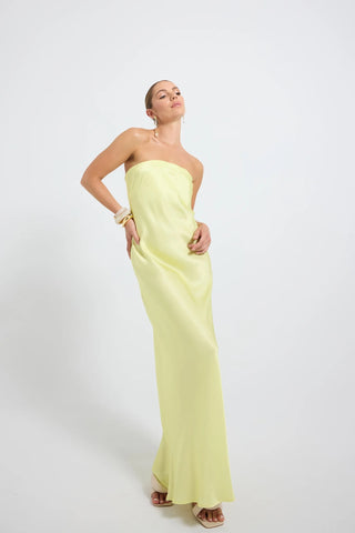 Pasduchas Quin Strapless Maxi Dress - Lemon