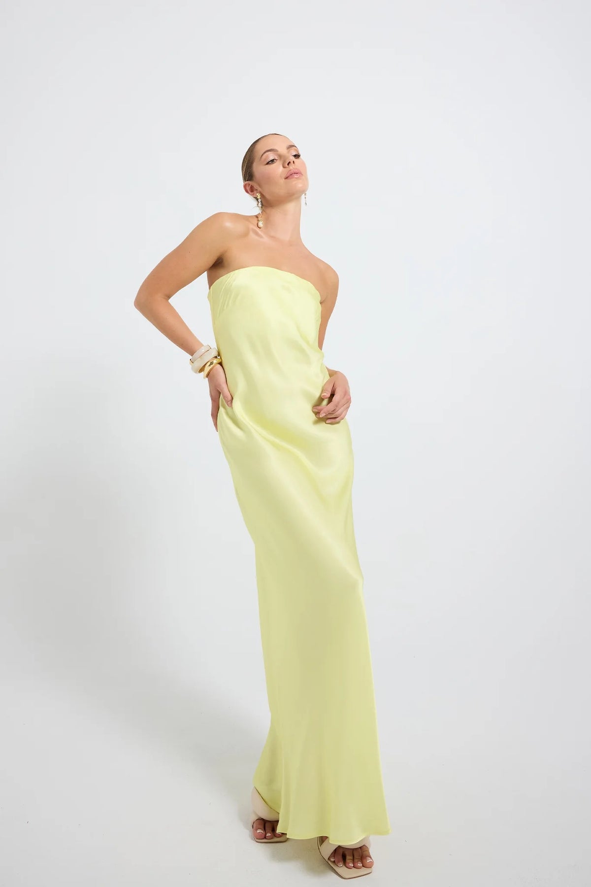 Pasduchas Quin Strapless Maxi Dress - Lemon