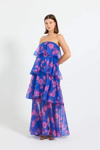 Pasduchas Esme Tiered Maxi Cobalt - Floral