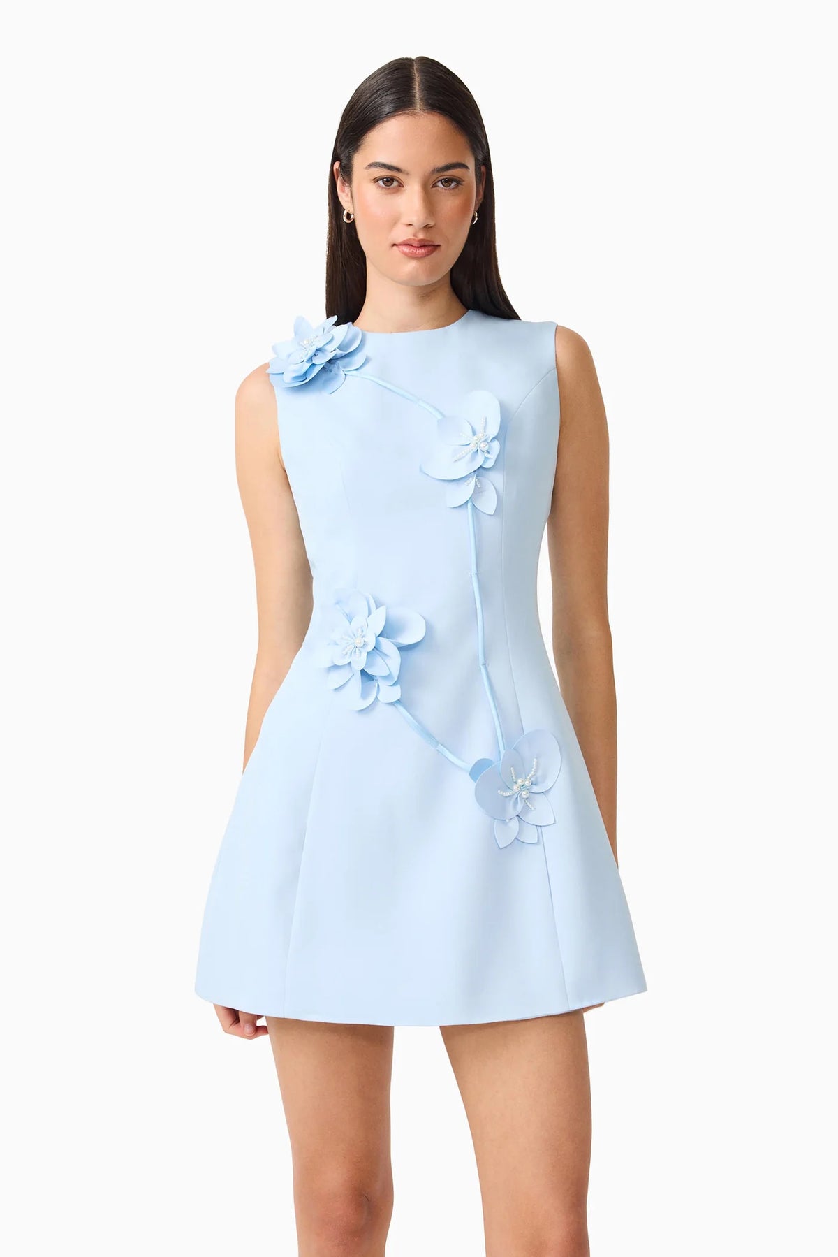 Elliatt Reina 3D Floral Mini Dress - Sky Blue