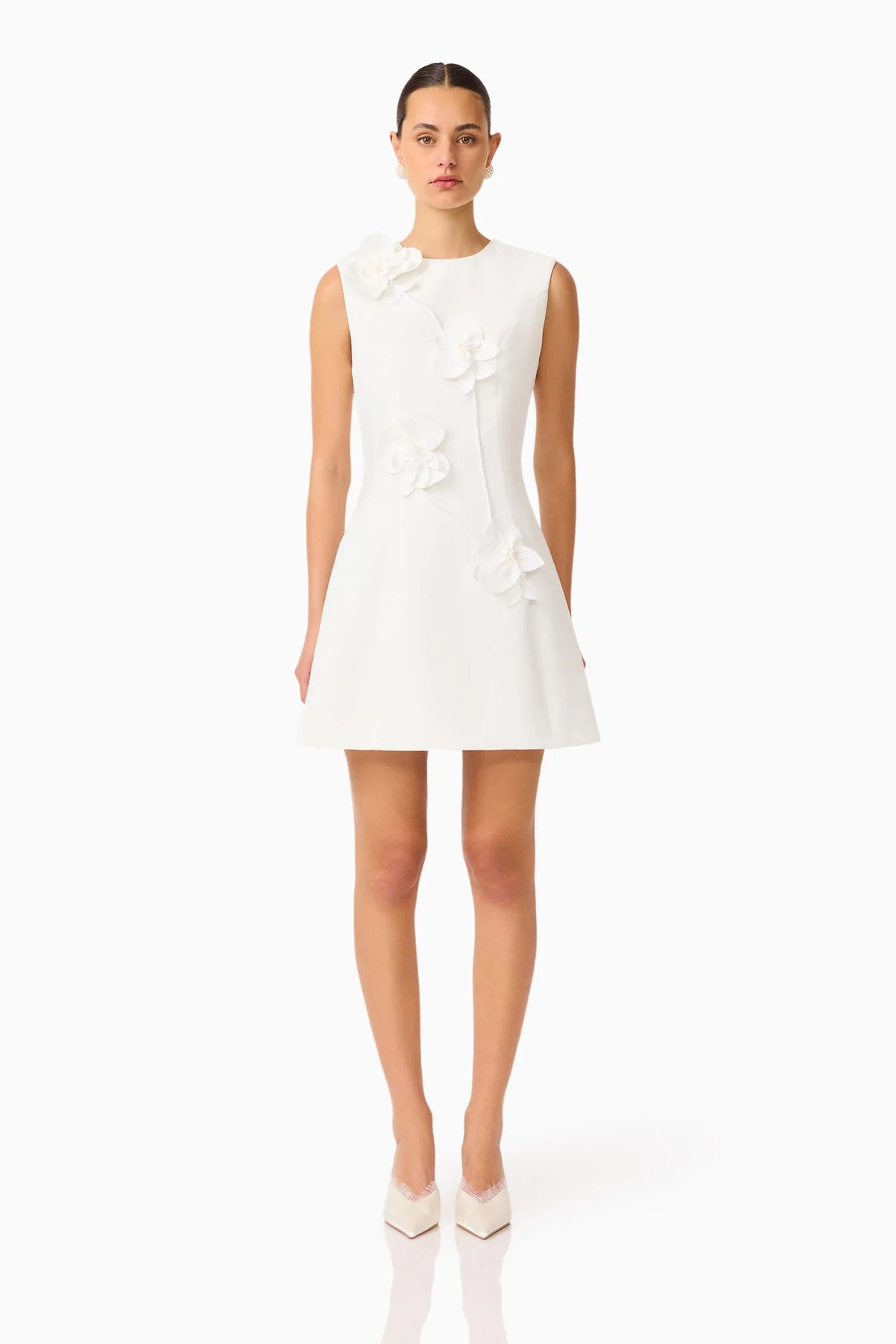 Elliatt Reina 3D Floral Mini Dress - White