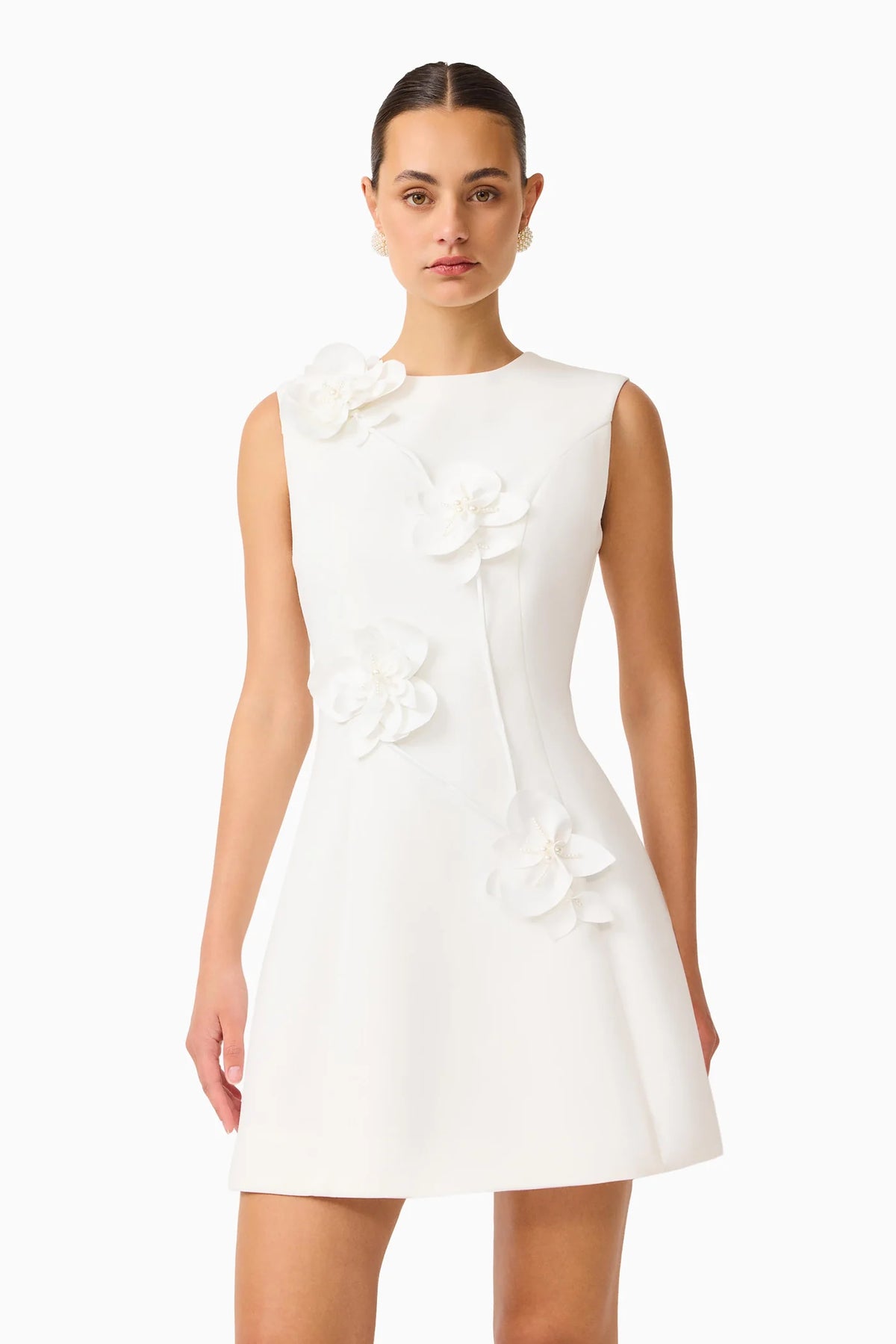 Elliatt Reina 3D Floral Mini Dress - White