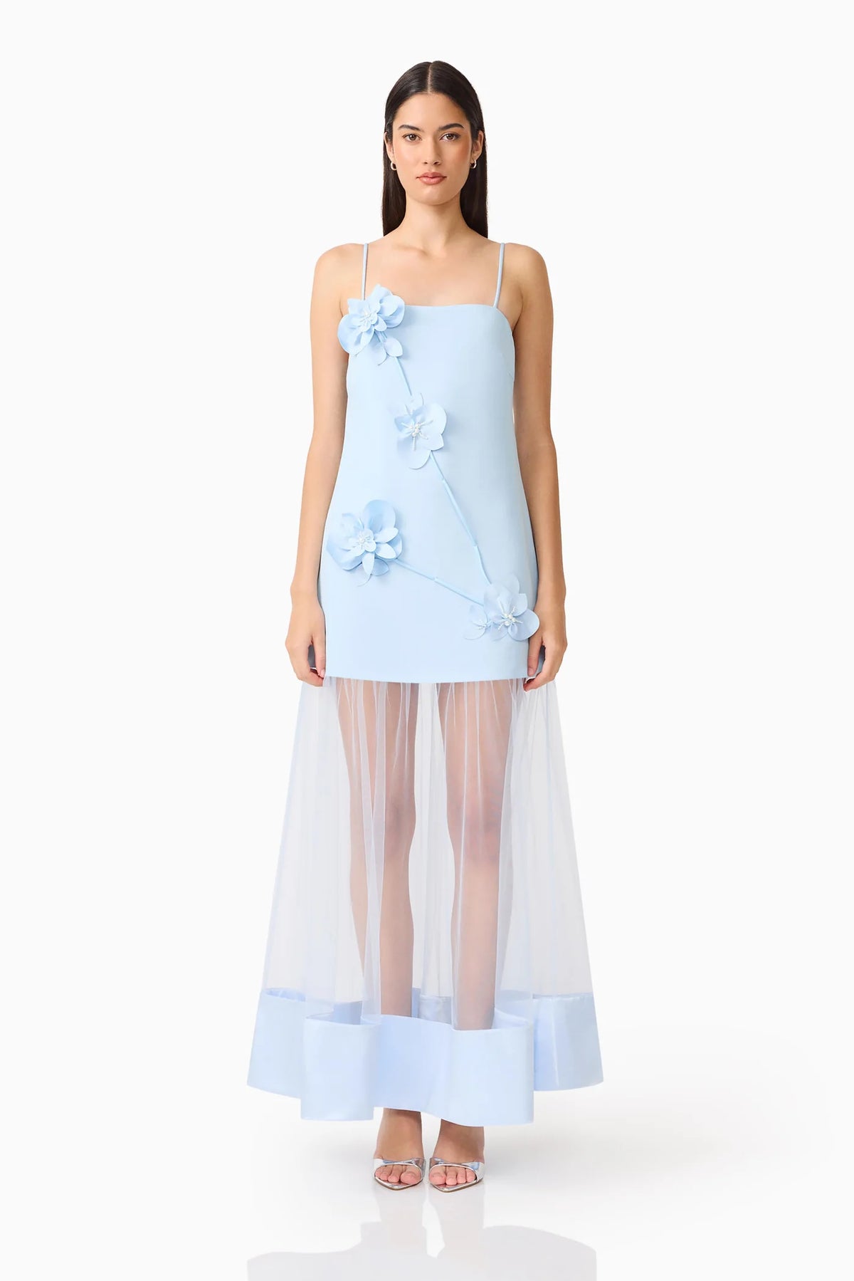 Elliatt Reina 3D Floral Gown - Sky Blue