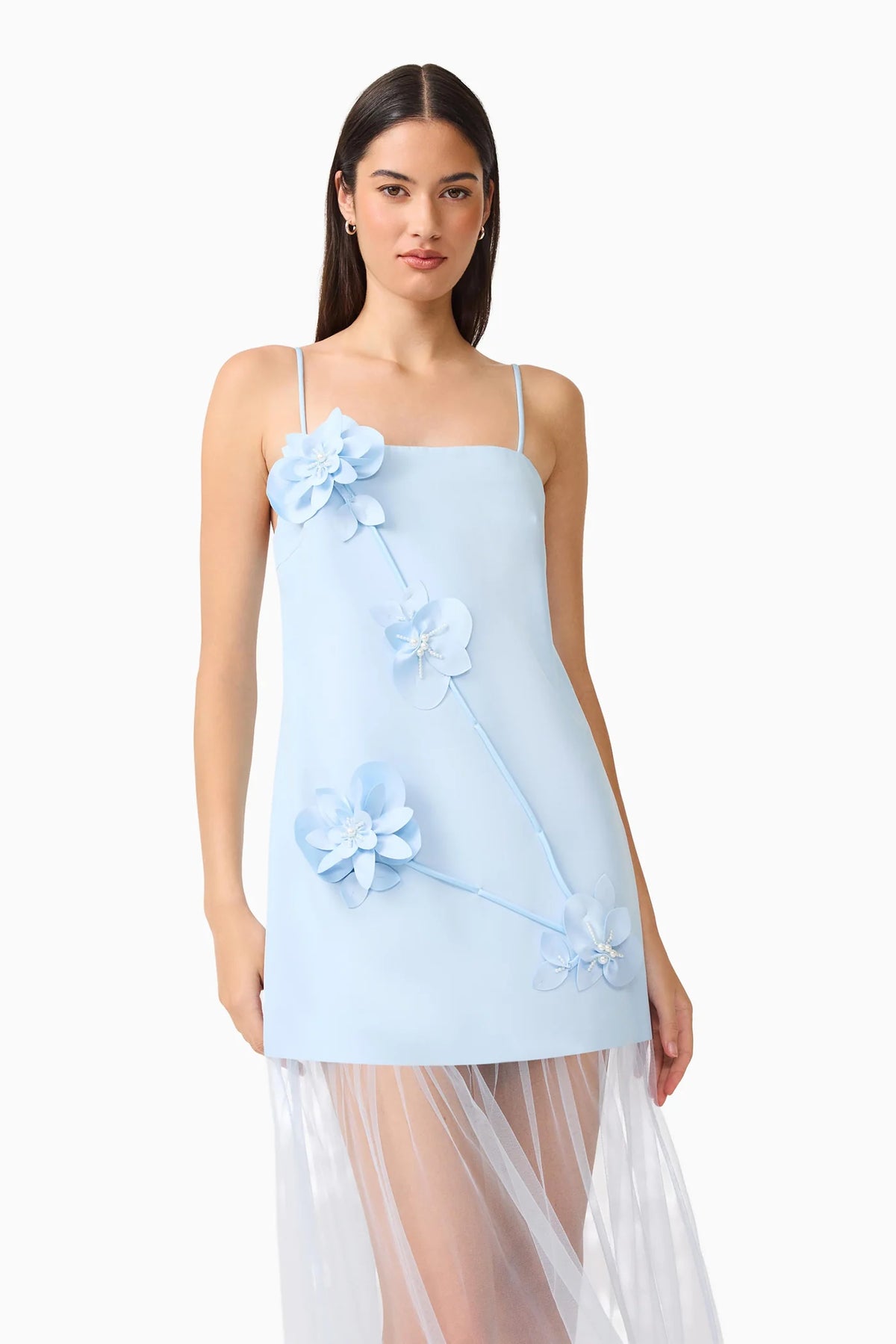Elliatt Reina 3D Floral Gown - Sky Blue