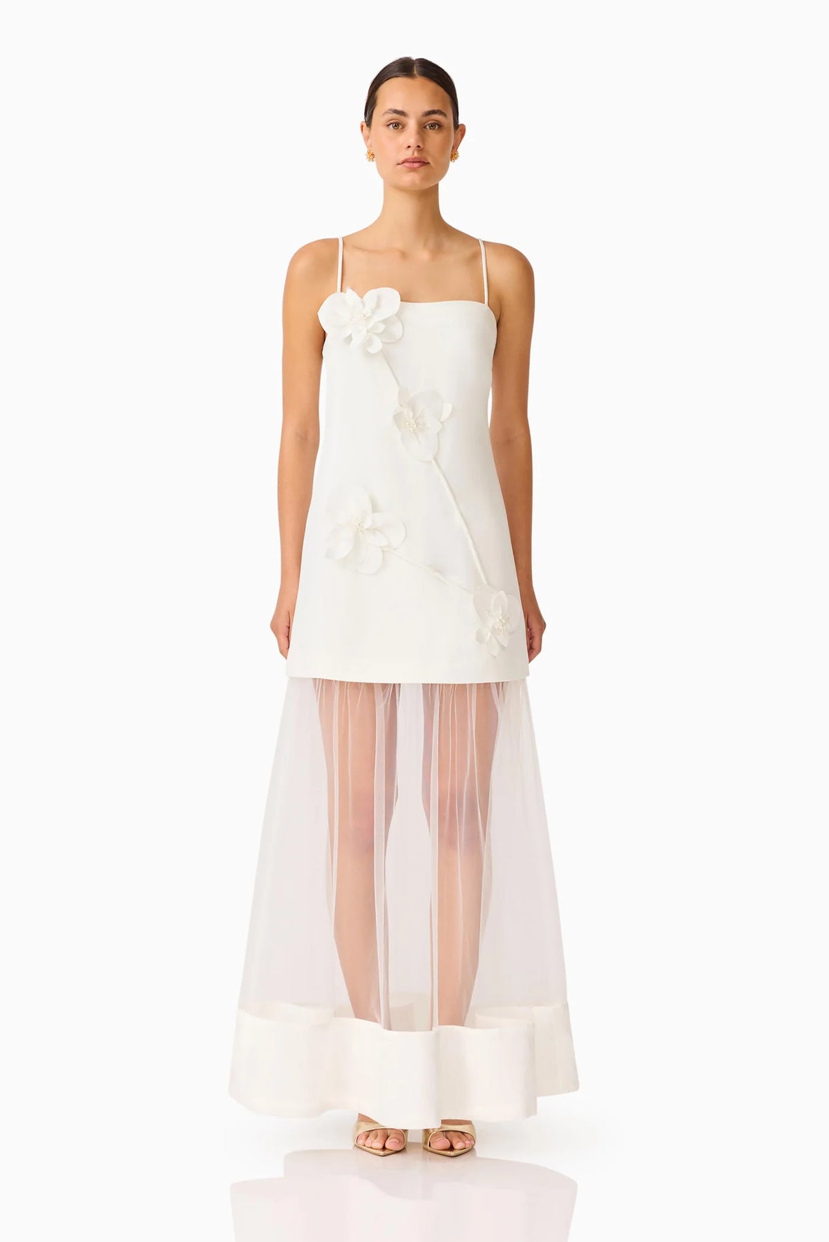 Elliatt Reina 3D Floral Gown - White