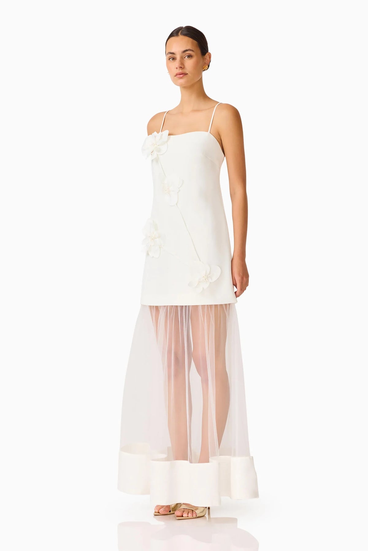 Elliatt Reina 3D Floral Gown - White