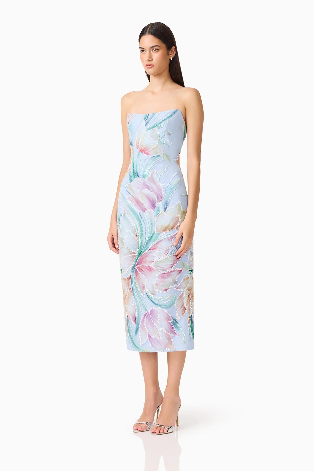 Elliatt Priselle Strapless Midi Dress - Floral Multi
