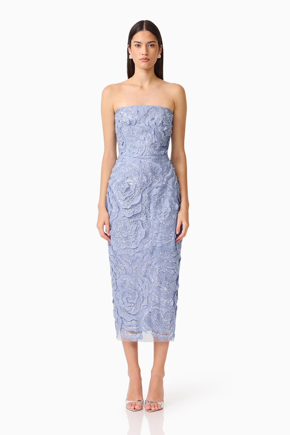 Elliatt Elisa Strapless Midi Dress - Steel Blue