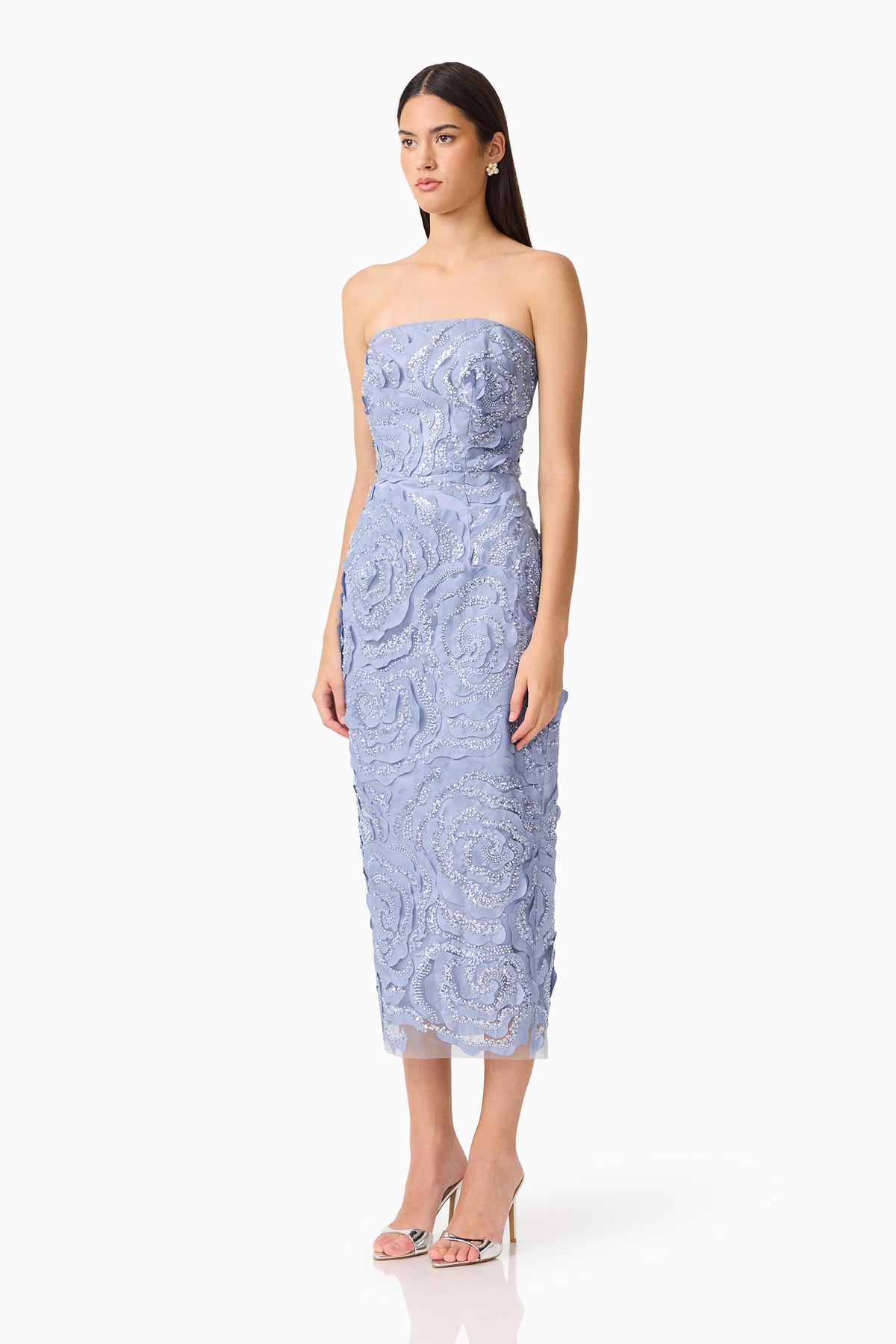 Elliatt Elisa Strapless Midi Dress - Steel Blue