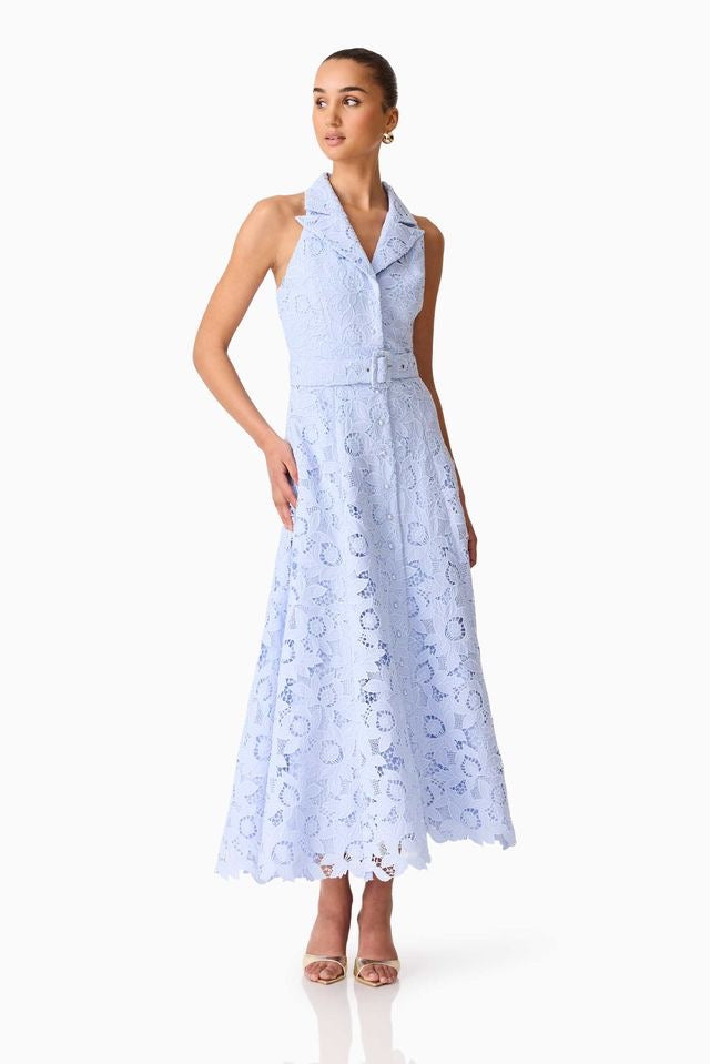 Elliatt Lacy Collared Maxi Dress - Powder Blue