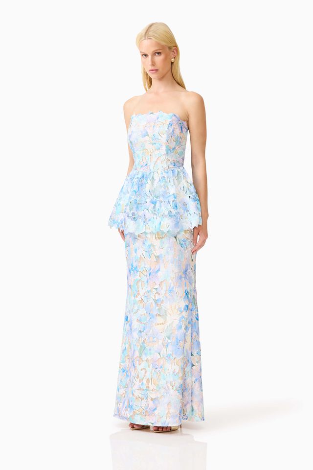 Elliatt Kalissa Peplum Gown - Blue Multi