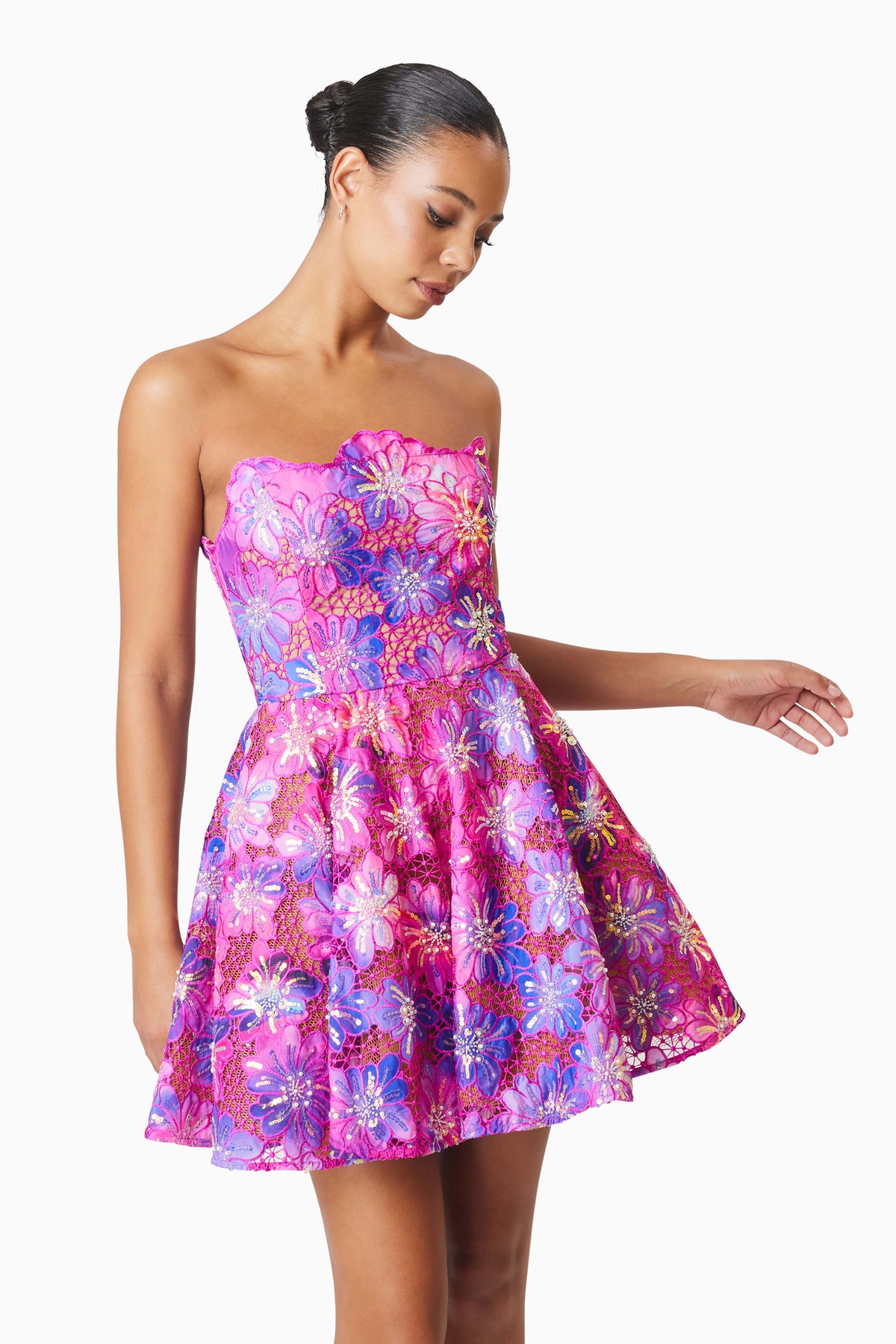 Elliatt Abrielle Fit & Flare Mini Dress - Purple Multi - Dress Hire AU Elliatt Abrielle Fit & Flare Mini Dress - Purple Multi - Dress Hire AU
