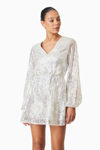 Elliatt Caledonia Long Sleeve Mini Dress - Silver