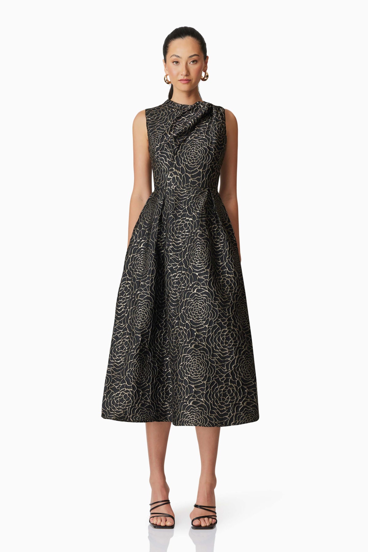 Elliatt Deanna Midi Dress - Black/Gold - Dress Hire AU Elliatt Deanna Midi Dress - Black/Gold - Dress Hire AU