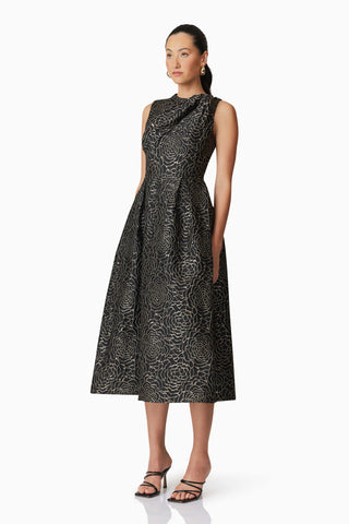 Elliatt Deanna Midi Dress - Black/Gold