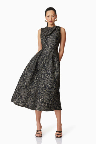 Elliatt Deanna Midi Dress - Black/Gold