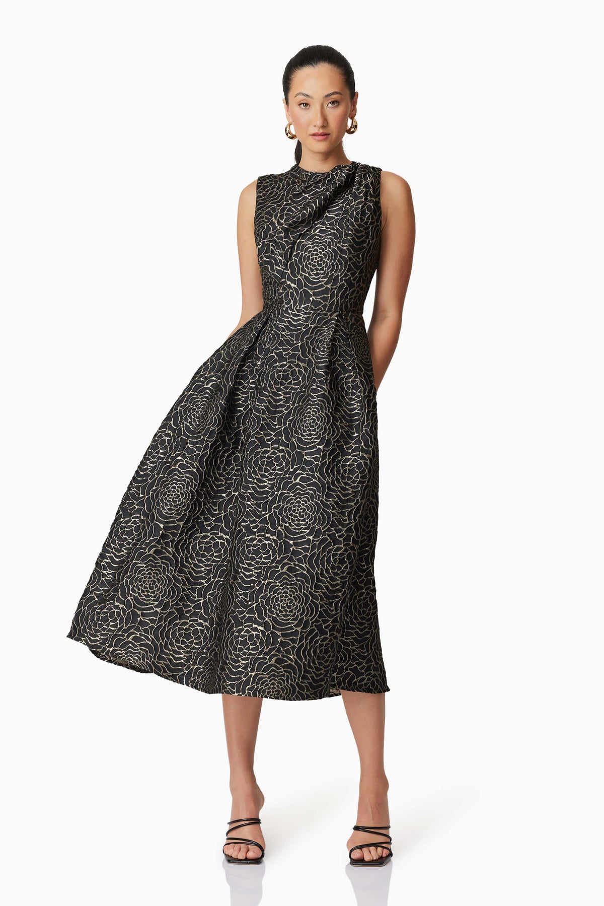 Elliatt Deanna Midi Dress - Black/Gold