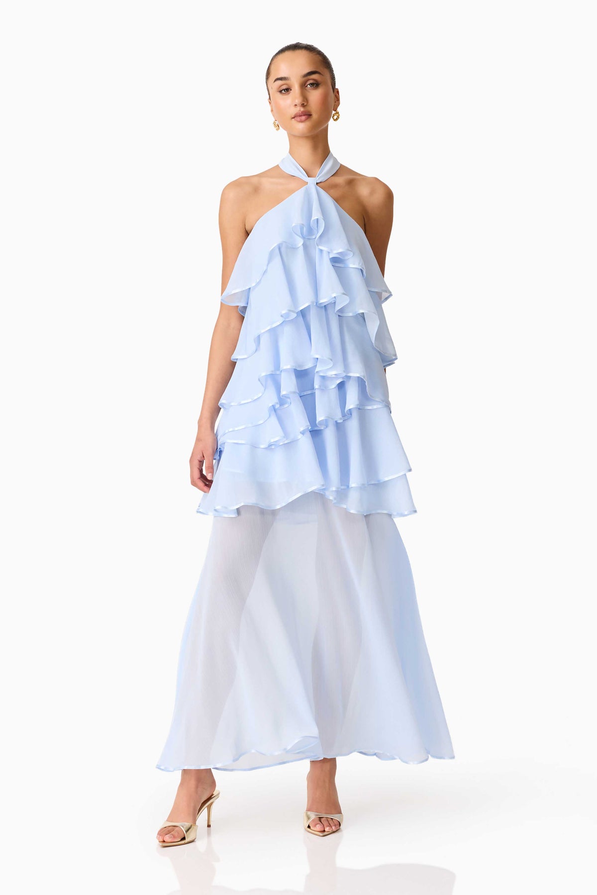 Elliatt Eliane Halterneck Maxi Dress - Blue