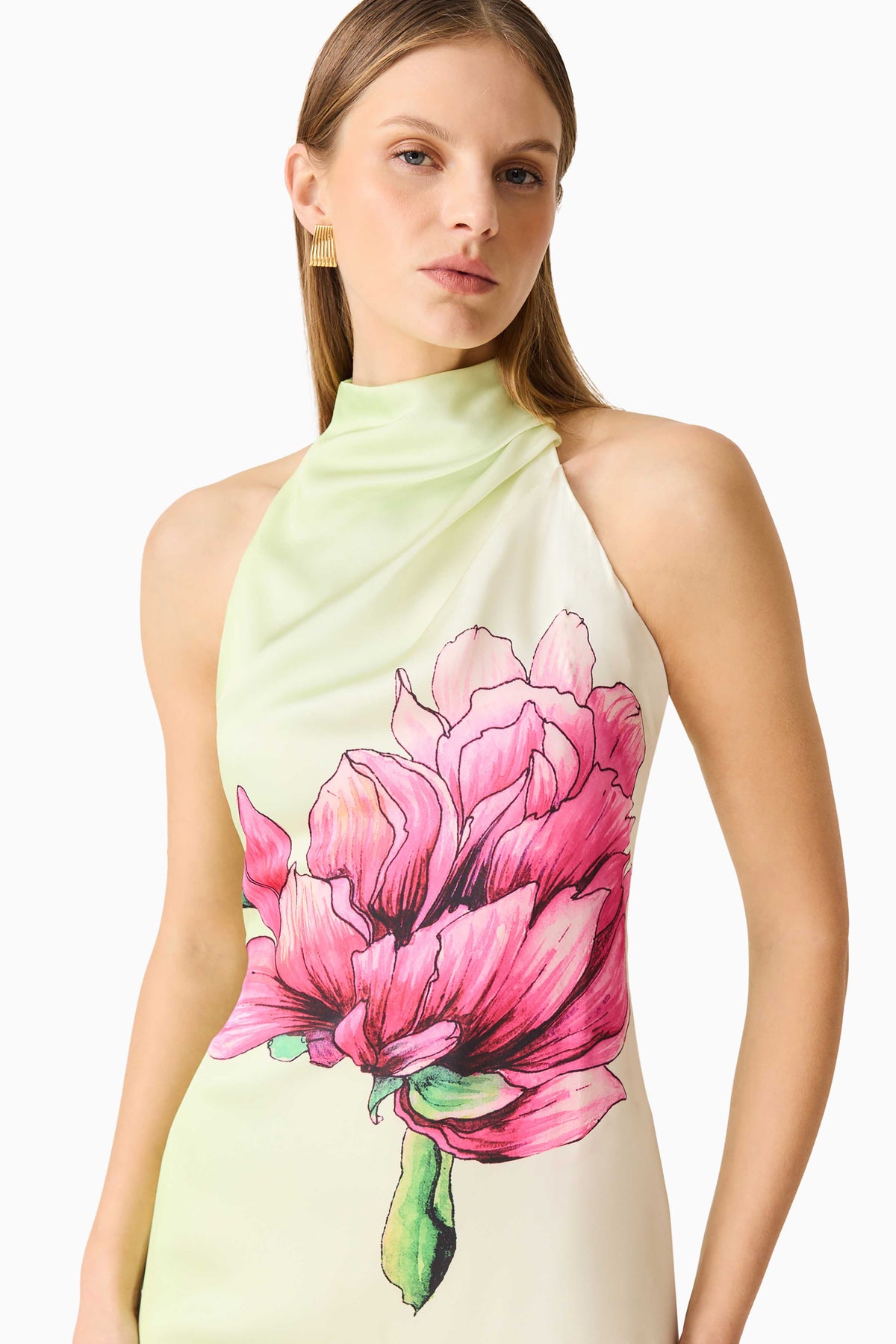 Elliatt Elisia Halterneck Mini Dress - Green Floral