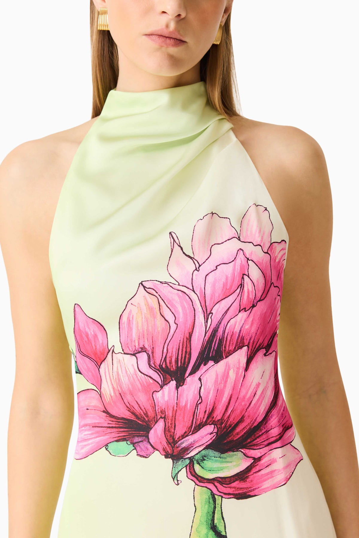 Elliatt Elisia Halterneck Mini Dress - Green Floral