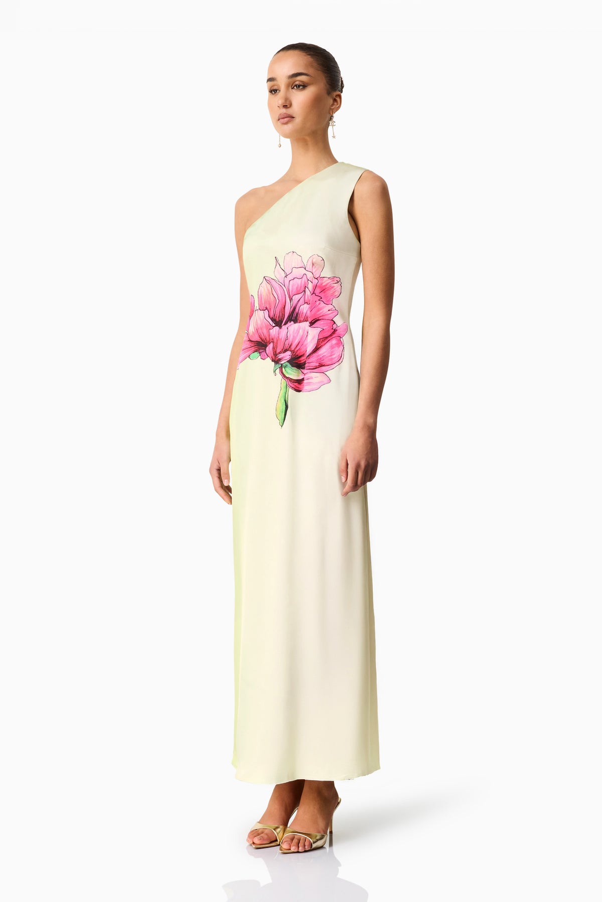 Elliatt Elisia One Shoulder Gown - Green Floral