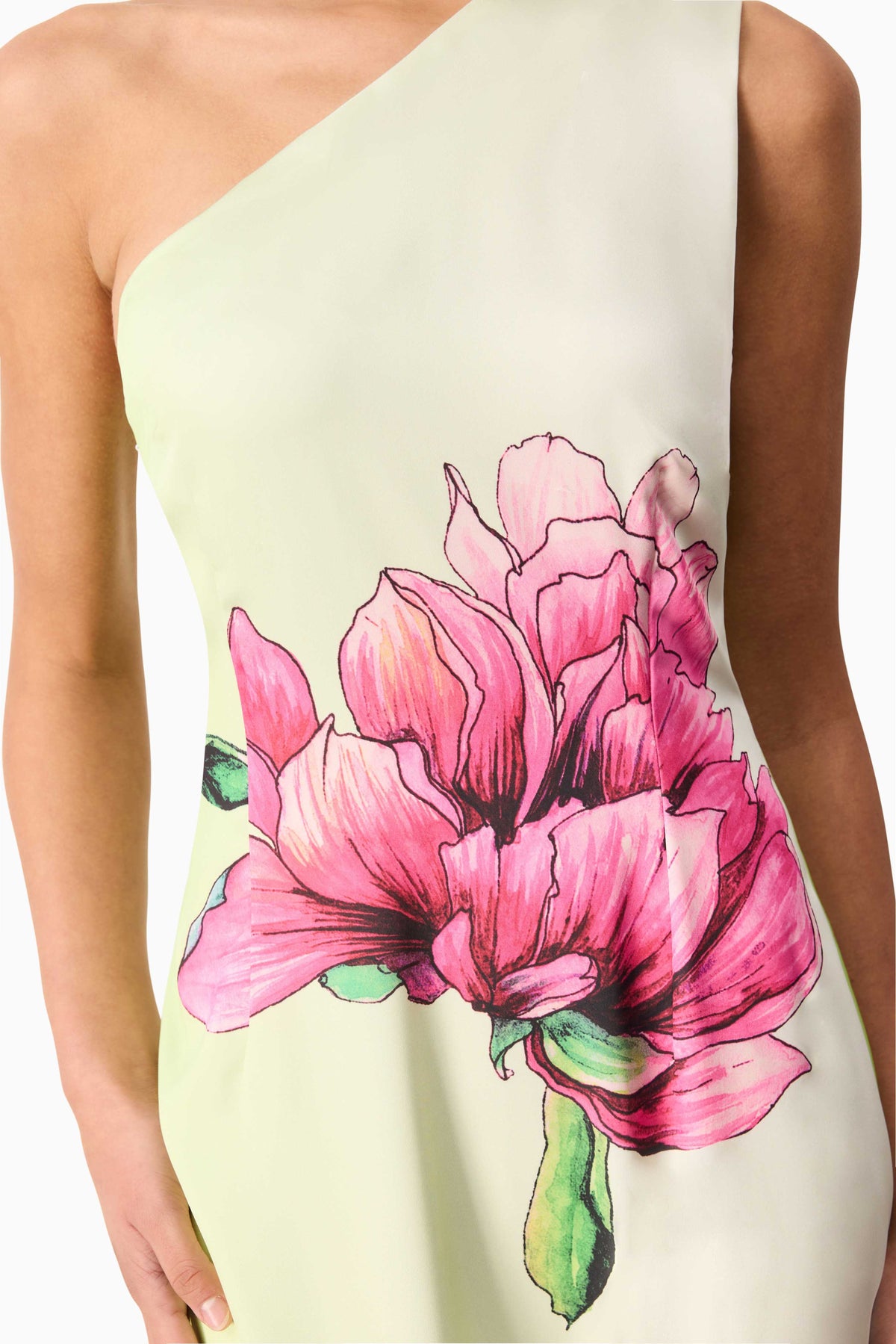 Elliatt Elisia One Shoulder Gown - Green Floral