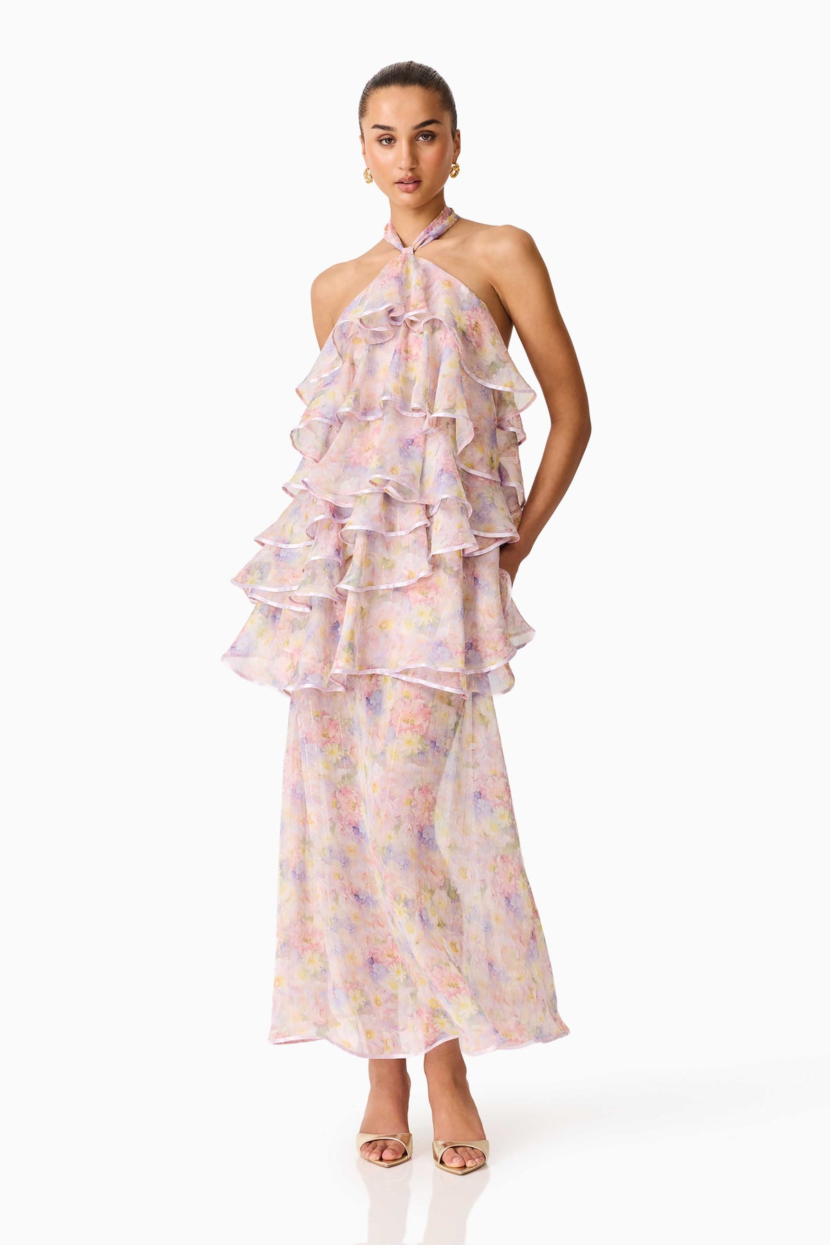Elliatt Alindra Halterneck Maxi Dress - Floral Multi
