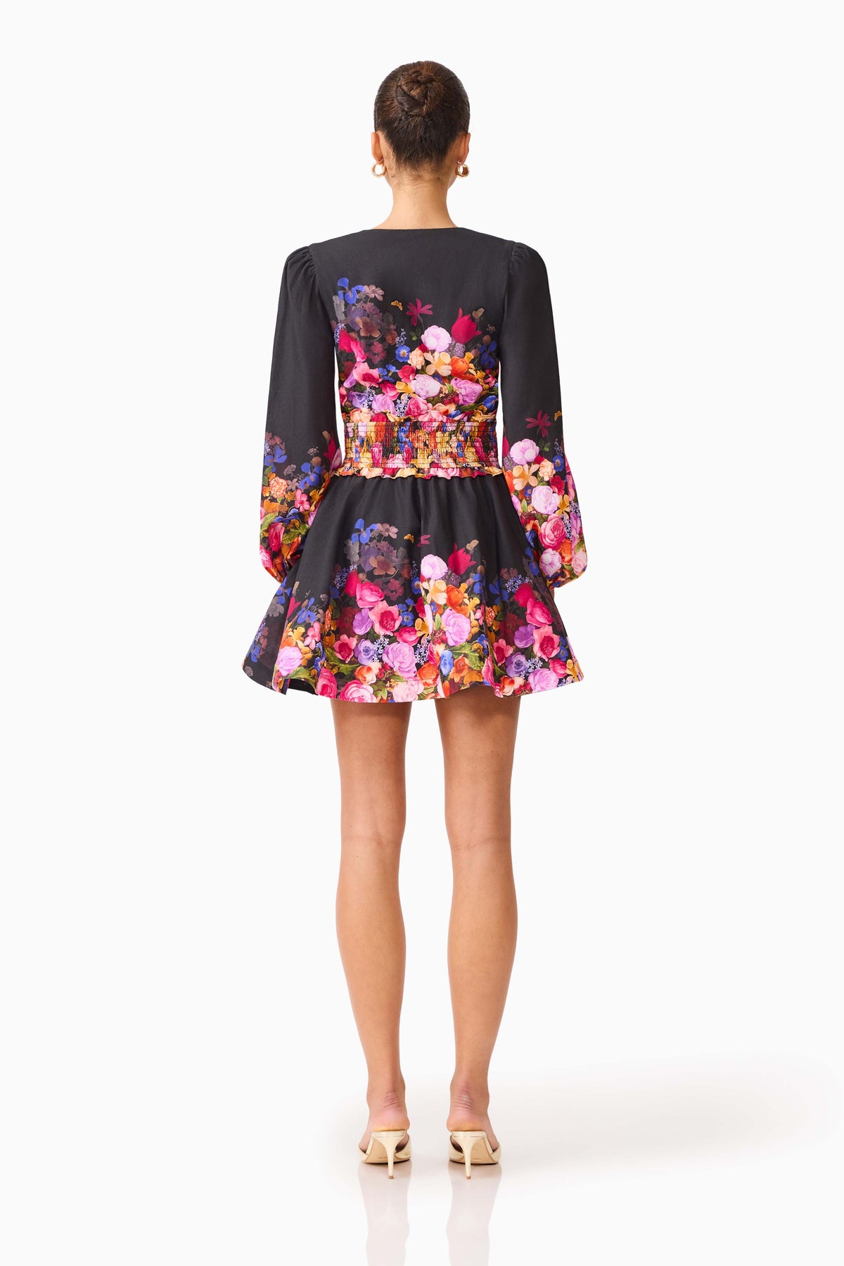 Elliatt Alice Long Sleeve Mini Dress - Black Multi