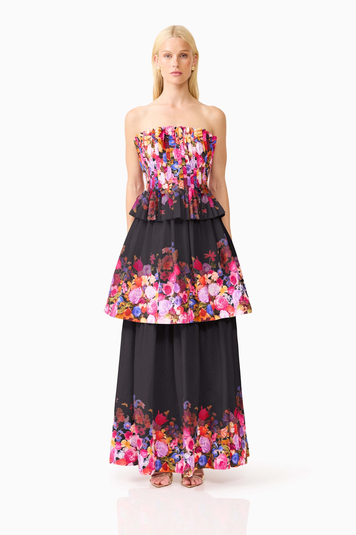 Elliatt Alice Tiered Gown - Black Multi