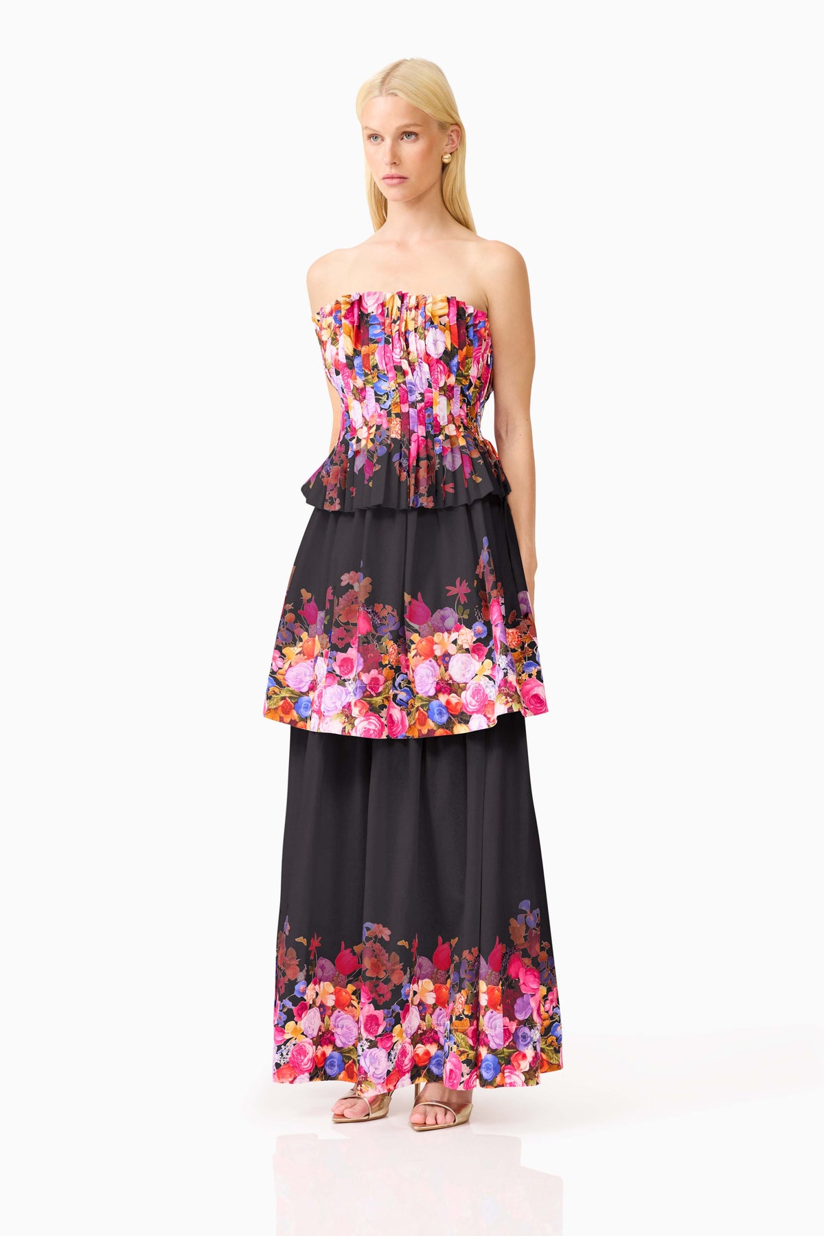 Elliatt Alice Tiered Gown - Black Multi