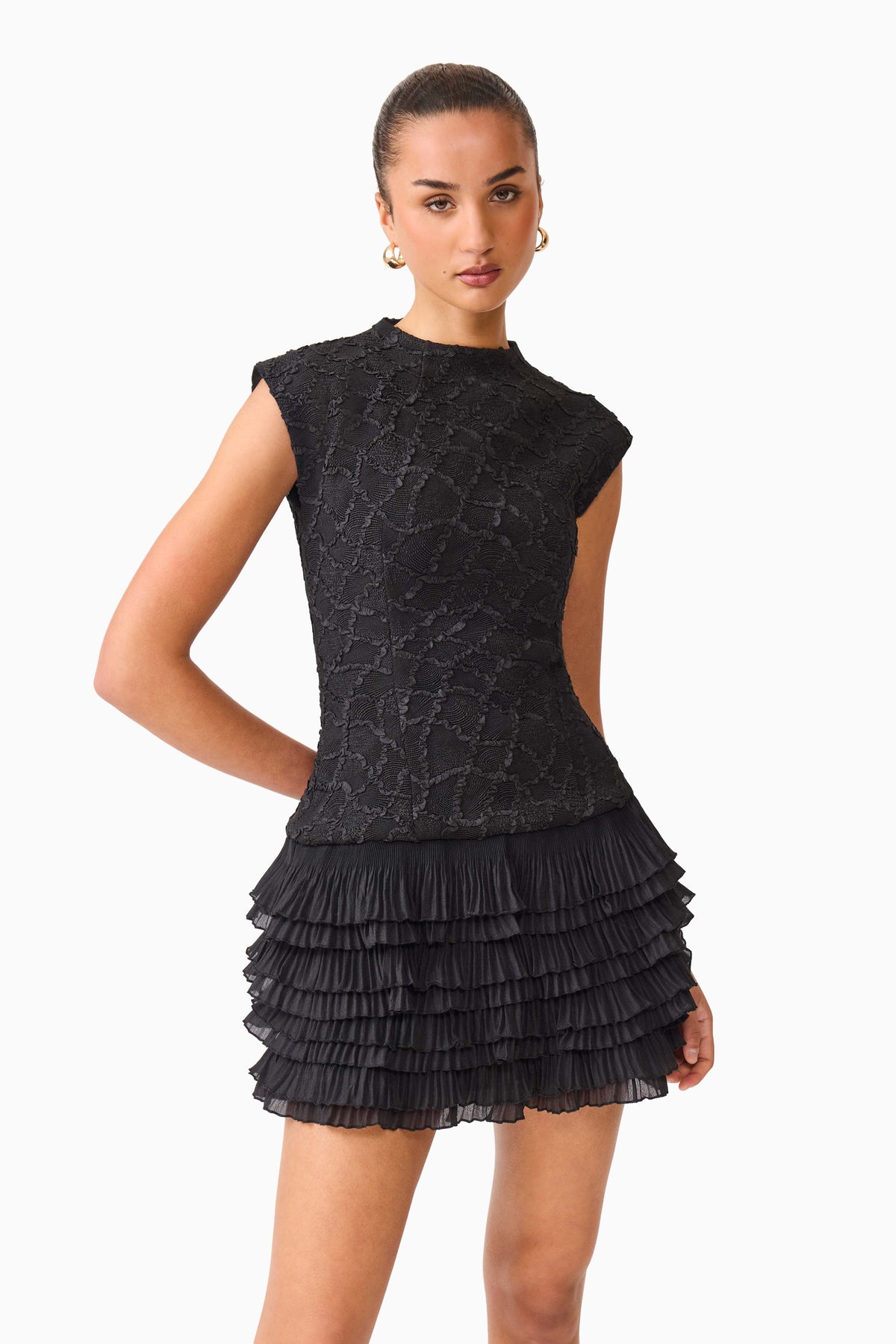 Elliatt Alexandra Tiered Mini Dress - Black