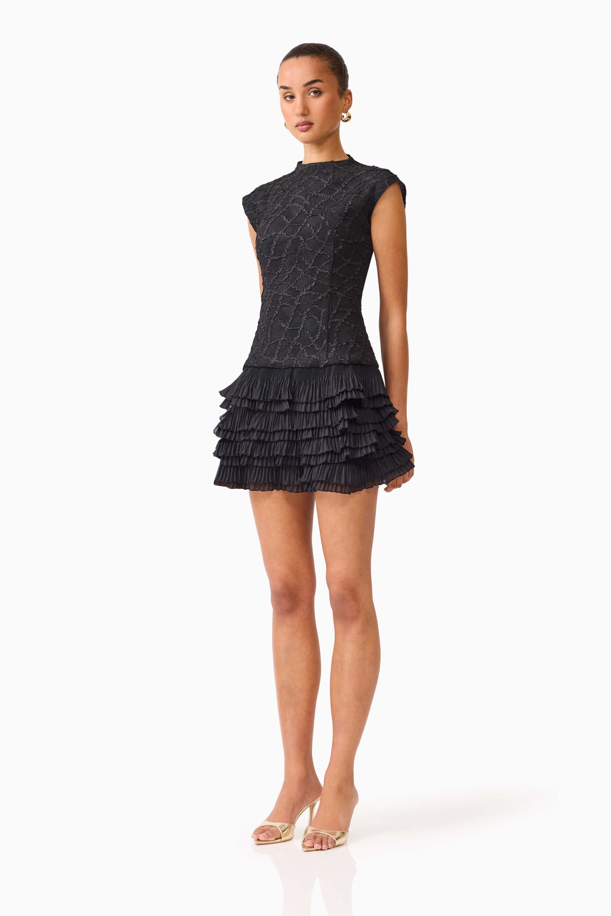 Elliatt Alexandra Tiered Mini Dress - Black