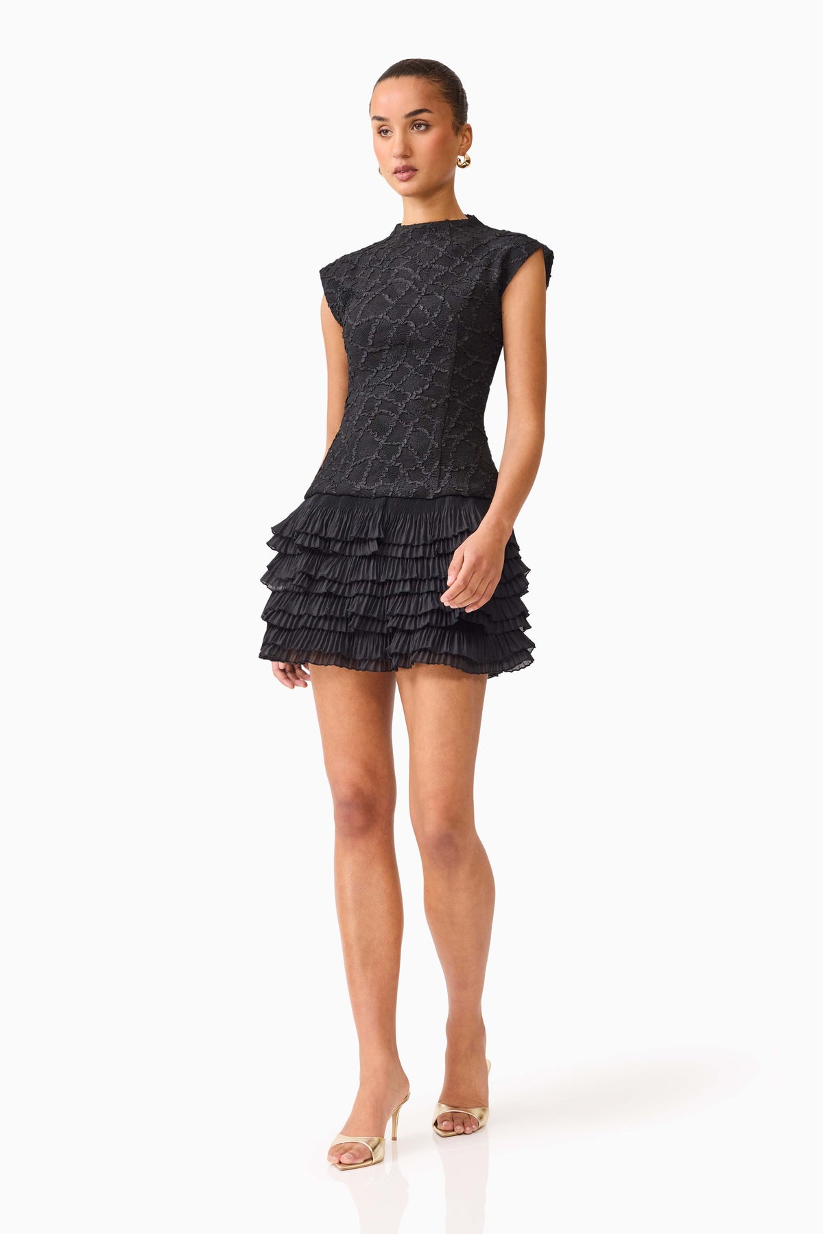 Elliatt Alexandra Tiered Mini Dress - Black