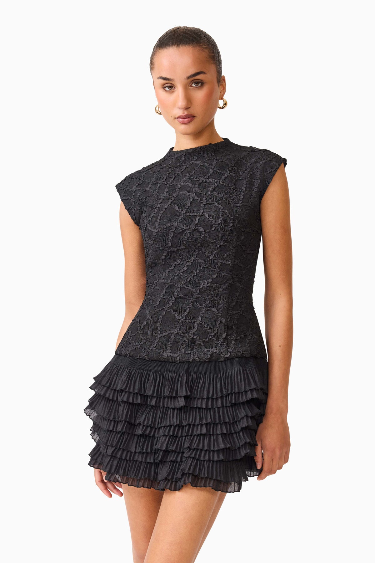 Elliatt Alexandra Tiered Mini Dress - Black