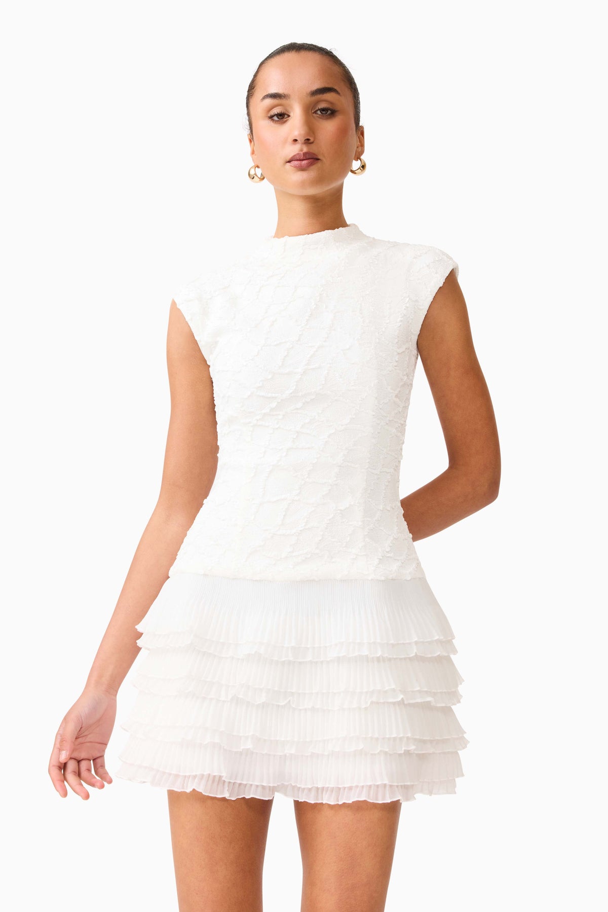 Elliatt Alexandra Tiered Mini Dress - White