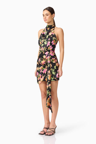 Elliatt Tessa Halter Mini Dress - Black Multi