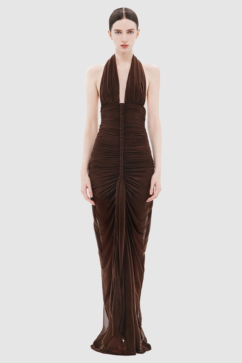 Misha Halsey Braided Dress- Chocolate
