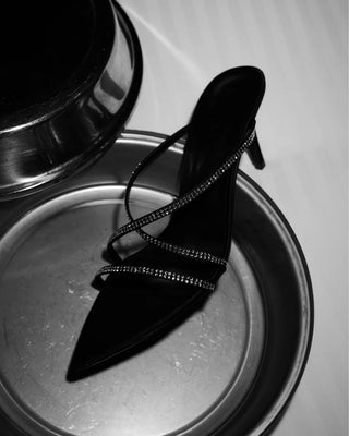 Billini Effy Heels - Black Satin Diamante